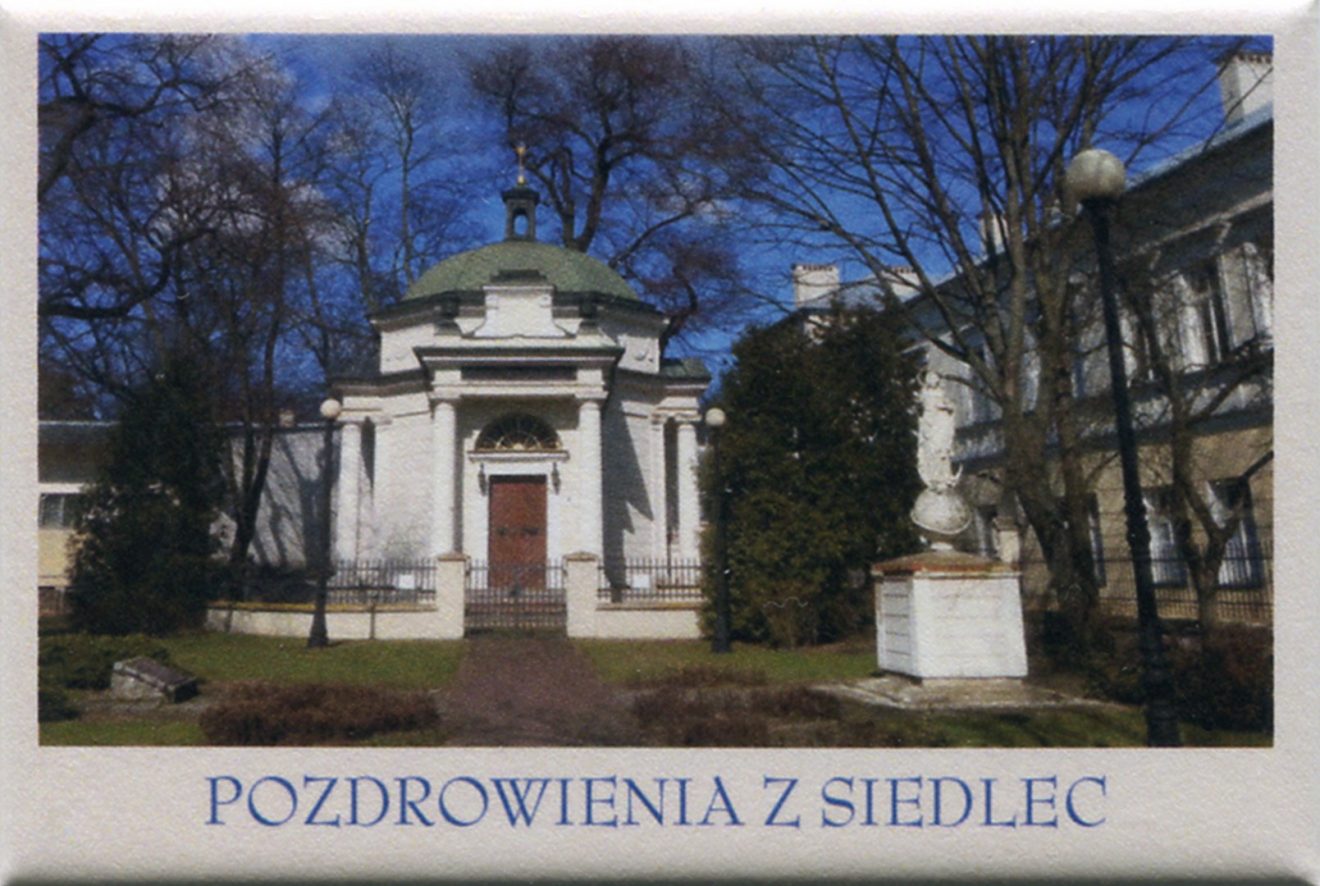 Kaplica księżnej Ogińskiej z napisem Pozdrowienia z Siedlec